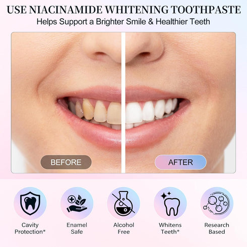 Xaarty 2Pack 7.6 Oz Niacinamide Whitening Toothpaste, Niacinamide Intensive Toothpaste, Fresh Breath, Remove Tooth