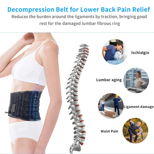 Decompression Back Belt - Lumbar Support for Men & Women, Lower Back Pain Relief, Fits Waist Size 29-49 Inches, Blue