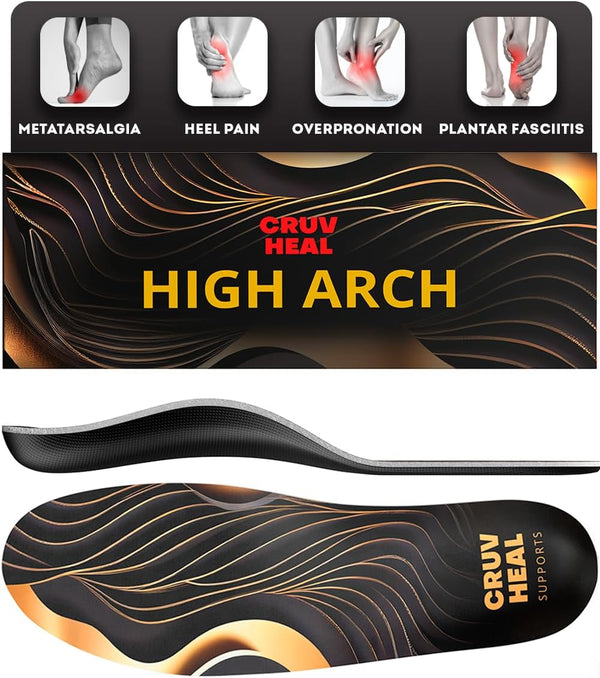 Premium High Arch Insoles, Plantar Fasciitis Comfort for Foot Pain Relief, Anti-Fatigue Orthotic Inserts for Men Women