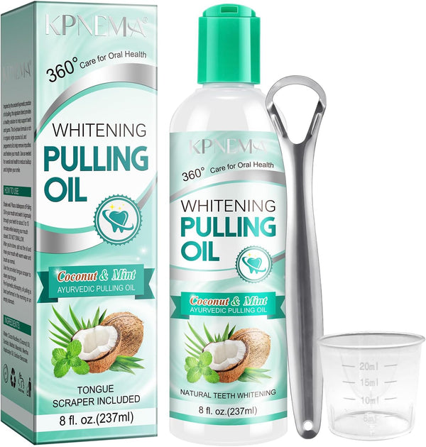 Coconut Mint Oil Pulling Mouthwash, 8 Fl Oz, Natural Coconut Oil, Fresh Breath, Daily Oral Care, White Teeth