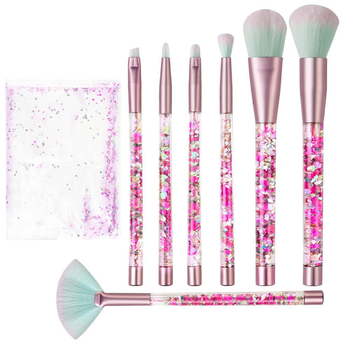 Unicorn Elf Makeup Brush Set, Glitter Foundation, Blush, Eye Shadow Brushes with Liquid Case for Girls