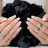 Hypnaughty 24 Pcs Modern White French Coffin Press On Nails with Design, Glue, Medium Long, Nude Color