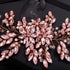 Pink Rhinestones Pearls Crystals Large Headband, Handmade Bridal Flower Hair Vine for Women, Rose Gold Hair Pieces