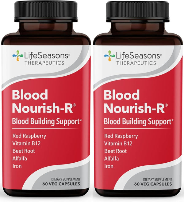 LifeSeasons Blood Nourish-R - 60 Capsules Iron Supplement for Anemia, Fatigue, Paleness & Dizziness, Non Constipating