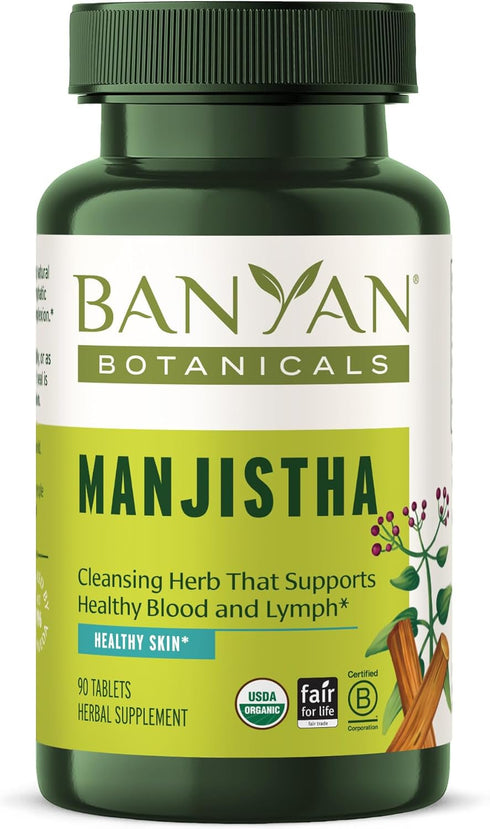 Banyan Botanicals Manjistha Tablets – Organic Skin Supplement for Natural Blood Cleanse & Lymphatic Support – 90 Tablets