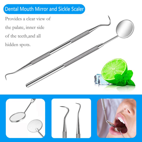 Professional Dental Pick Tools Kit for Teeth Cleaning, Personal Use, Pets Oral Care Set with Dental Mirror & Tartar