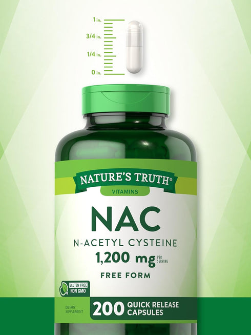 Nature's Truth NAC Supplement, 1200mg, 200 Capsules - Free Form Amino Acid, Non-GMO & Gluten Free