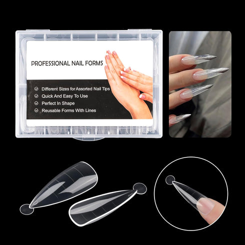 NMKL38 Clear Dual Forms Acrylic Nail System UV Gel Nail Mold Full Cover False Nail Tips with Scale (120 Water Drops)