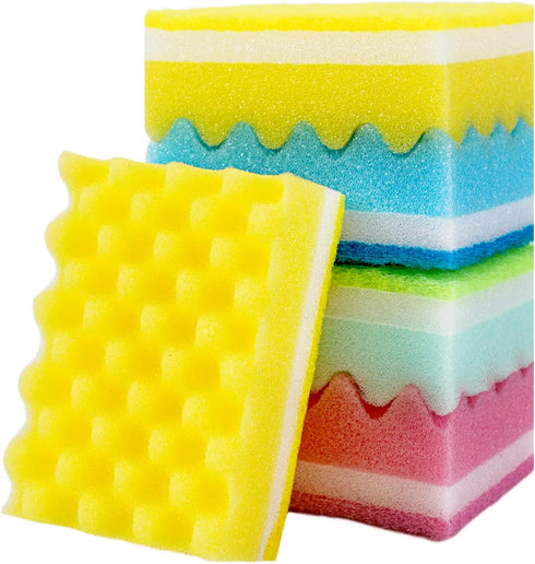 JyliRenz 20 Pack, countertops, The Third Generation Dishwashing Sponge, Scrub Sponge, The Wave Shaped Design Makes Them