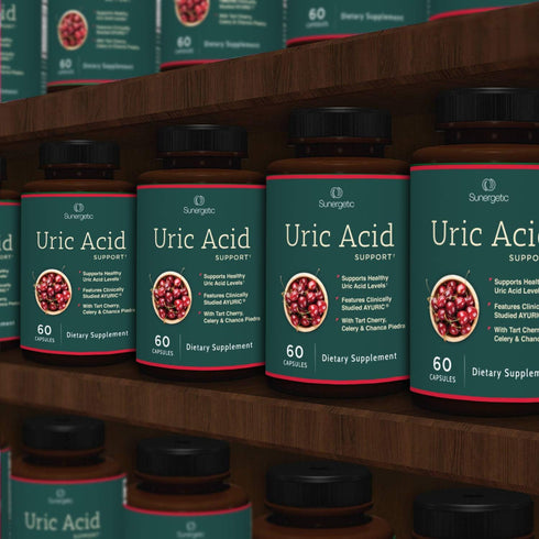 Sunergetic Premium Uric Acid Support Supplement with Tart Cherry, Chanca Piedra, Celery Extract & Turmeric - 60 Capsules
