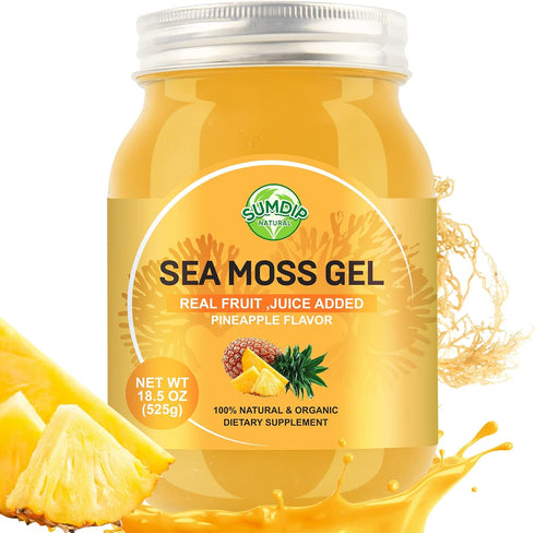 18.5OZ Sea Moss Gel | Organic Raw Flavored Irish Seamoss Gel | Immune and Digestive Support, Pineapple Flavor