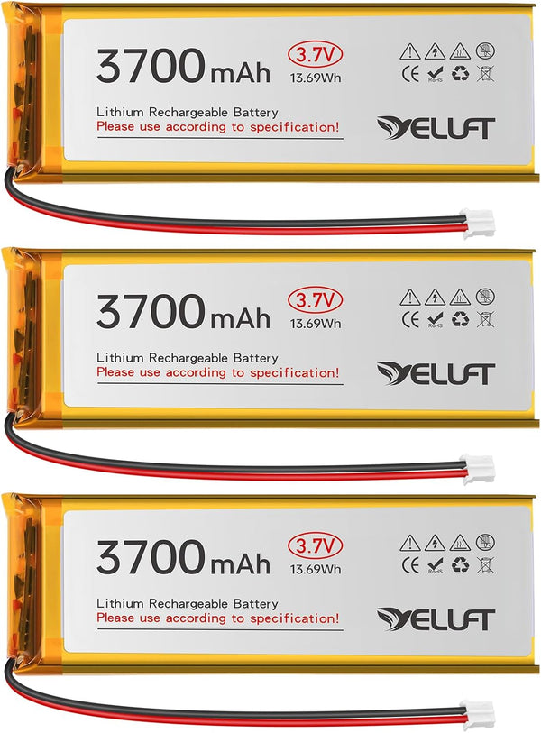 YELUFT 3pcs 3.7V 3700mAh 103395 Lithium Polymer Battery 1S LiPo Rechargeable Battery with
