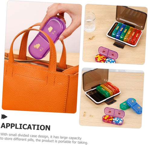 LRXIYODE 7-Day Weekly Pill Organizer Medicine Case with Color-Coded Compartments, Small Portable Travel Pill Box