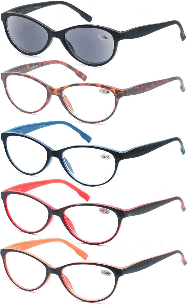 HEEYYOK Reading Glasses Women 2.50, 5-Pack Colorful Readers with Quality Spring Hinge for Outdoor Reading