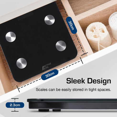 Active Era Digital Bathroom Bluetooth Scales, Weight and Body Fat Scale - Fit Track Scale Calculates BMI, Body Fat