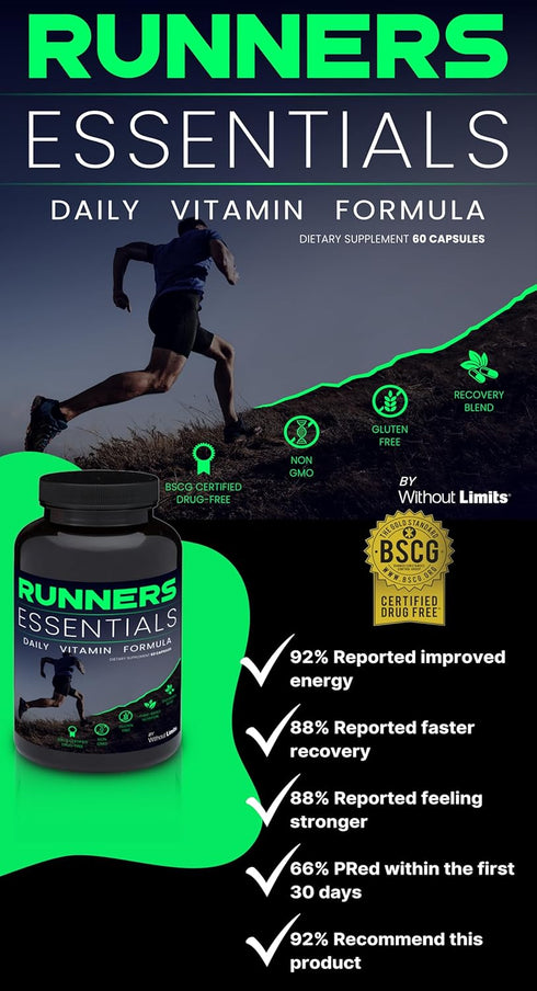 Without Limits Runners Essentials Daily Vitamin Formula, One Month Supply, 60 Capsules