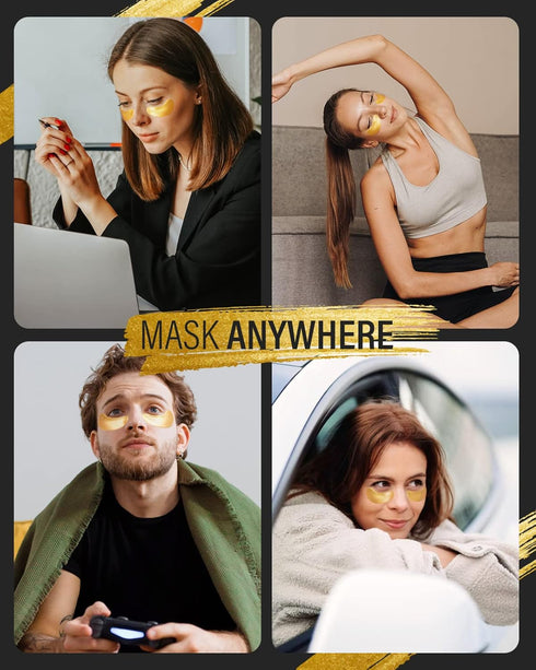 24k Gold Under Eye Patches, 25 Pairs Eye Masks for Dark Circles and Puffiness