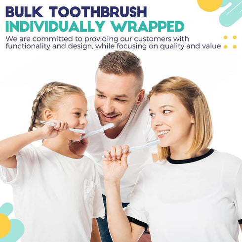 400 Pack Disposable Toothbrushes - Individually Wrapped Hard Bristle Adult Toothbrushes for Travel, Single Use (White)