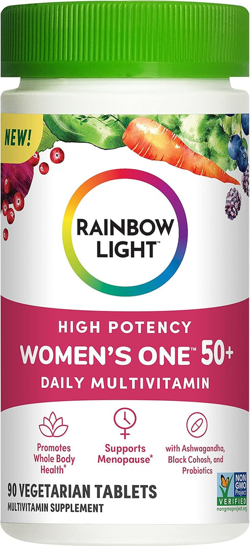 Rainbow Light Multivitamin for Women 50+, 90 Tablets - Vitamin C, D & Zinc, Probiotics, High-Potency Immune Support,