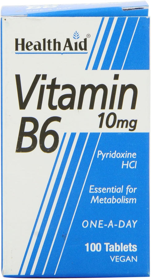 Health Aid Vitamin B6 (Pyridoxine HCl) 10mg, 100 Tablets