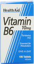 Health Aid Vitamin B6 (Pyridoxine HCl) 10mg, 100 Tablets