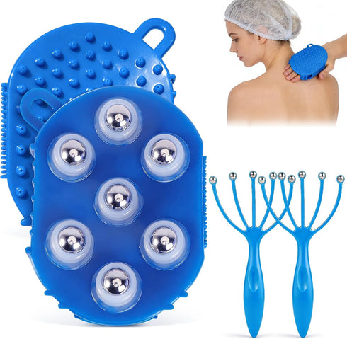 Handheld Roller Ball Massage Set 2 Hand Massage Gloves for Lymphatic and