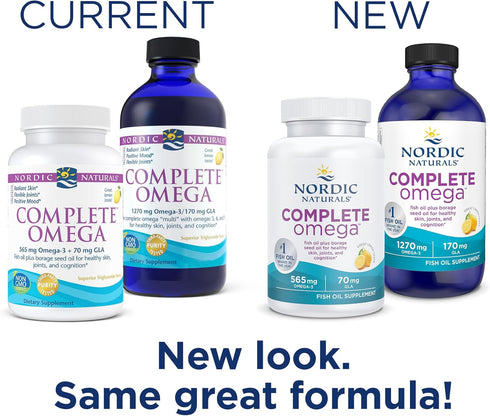Nordic Naturals Complete Omega - Lemon Flavor, 120 Soft Gels - 565 mg Omega-3 EPA & DHA for Healthy Skin & Joints