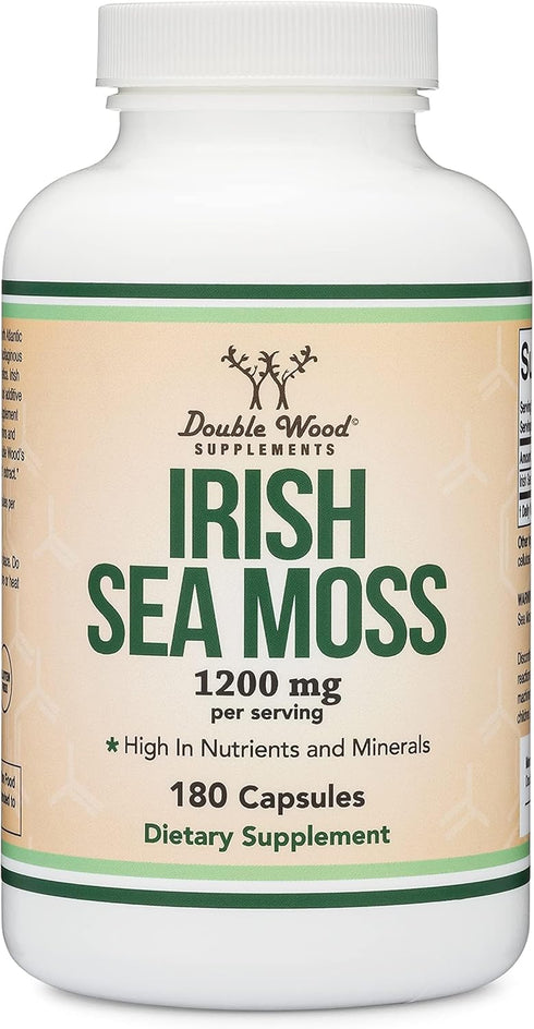 Irish Sea Moss Capsules, More Potent Than Sea Moss Gel Extract (180 Count, 1,200mg per Serving) Nutrient Rich Superfood