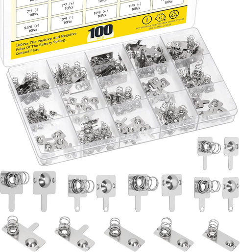 Mardatt 100Pcs Battery Springs AAA, Battery Negative and Positive Nickle Plated Conversion Spring