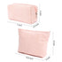 Large Corduroy Pink Makeup Bag, 2 Pieces Canvas Travel Toiletry Organizer, Cute Aesthetic Storage Bag for Women