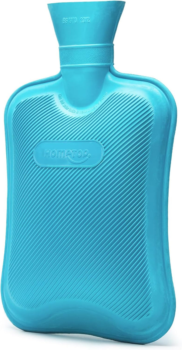 HomeTop Premium Classic Rubber Hot Water Bottle, Blue
