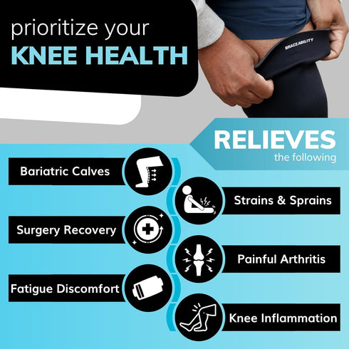 BraceAbility Plus Size Neoprene Compression Knee Sleeve, XXXL Support Brace for Bariatric Men and Women with Joint Pain