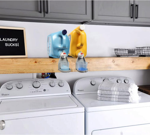 Detergent Cup Holder Set of 2, Besuerte Tidy Cup Laundry Drip Catcher, Durable, No-Fall, No Drips or Spills (Grey)