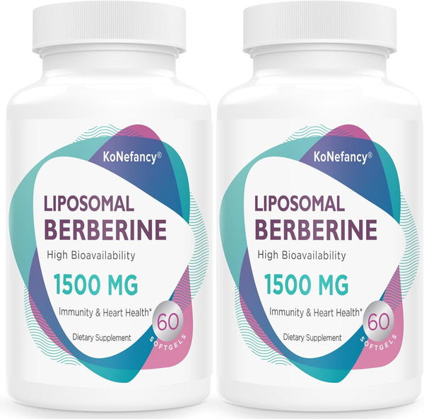 Liposomal Berberine Supplement 1500mg - High Bioavailability Berberine HCL Capsules for Cardiovascular Health, 120