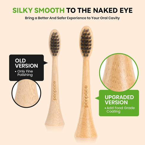 Bamboo Electric Toothbrush Replacement Heads, Soft Charcoal Infused Bristles, Compatible with Philips Sonicare