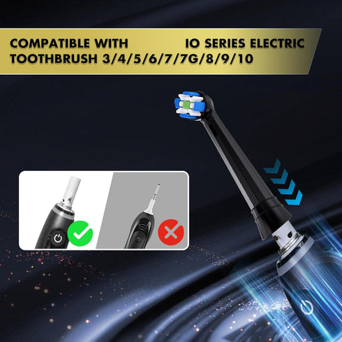 Compatible with Oral-B iO 3/4/5/6/7/8/9/10 Series, 10 Pack Replacement Brush Heads for Electric Toothbrush (Black)
