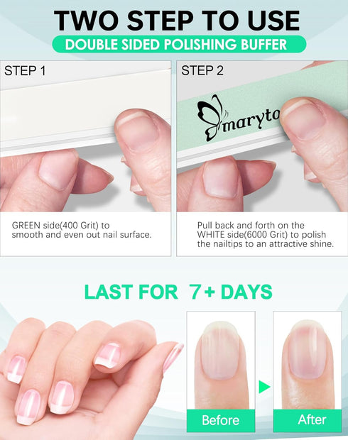 Maryton Nail Buffer and Shine Kit, 10pcs Buffer Blocks for Natural Nails, Fingernail Polisher 400 6000 Grit