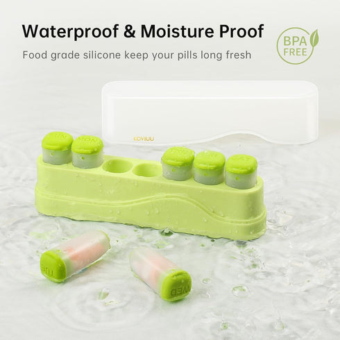 Weekly Pill Organizer, KOVIUU Removable Pill Box 7 Day, Portable Travel Case for Vitamins, Green
