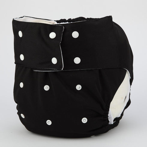 Sigzagor Teen Adult Cloth Diaper Nappy Reusable Washable for Disability Men (Black)