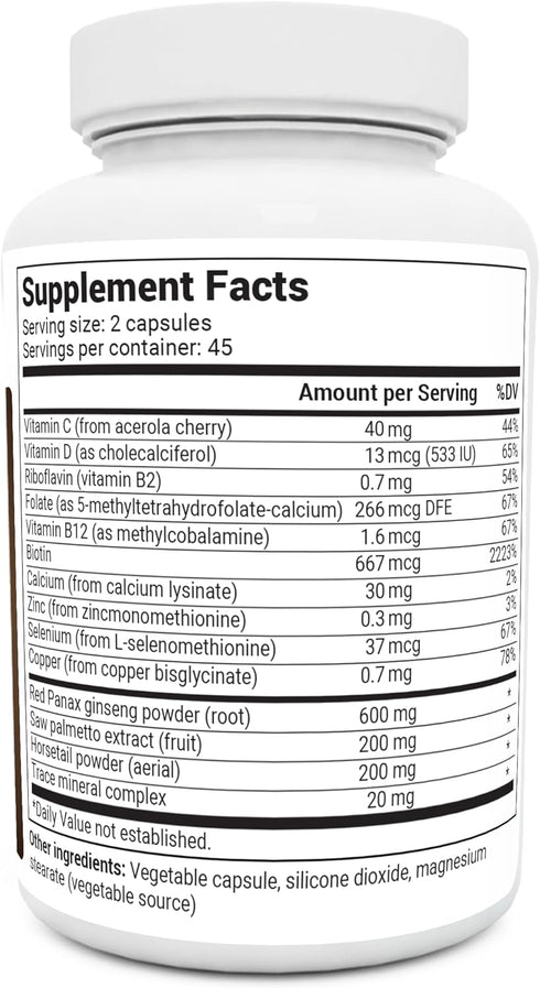 Dr. Berg All-in-One Vitamins for Hair, Skin, & Nails - 90 Veg Capsules with Biotin, Saw Palmetto, DHT Blocker