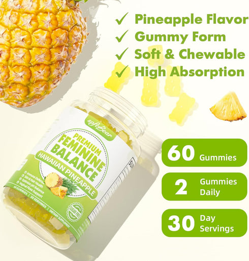 Gummies Gummies Immune 60 Gummies softbear Premium Feminine Balance for Women, Pineapple PH Balance for Women's Healthy