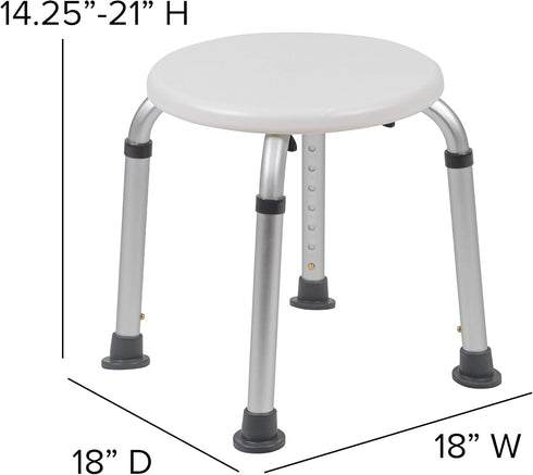 Flash Furniture Hercules Series Aluminum Bath and Shower Chair with Adjustable Seat Height, Anti-Slip Medical Shower
