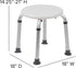 Flash Furniture Hercules Series Aluminum Bath and Shower Chair with Adjustable Seat Height, Anti-Slip Medical Shower