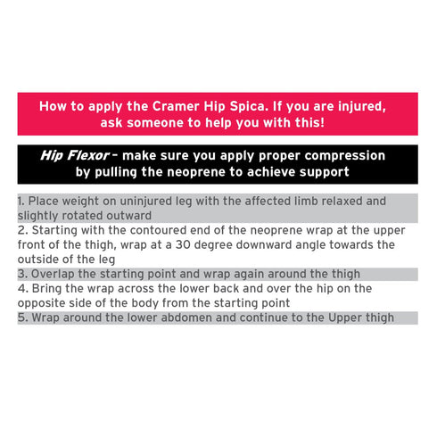 Cramer Groin Hip Spica Support for Groin Strain, Adjustable Neoprene Compression Wrap, Black