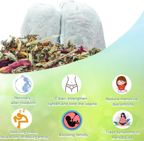 Yoni Herbs for Women Cleansing - Ph Balance and Rejuvenate for Women, 100% Natural V Steaming Herbs, Organic Herbal Blend, 7 Filter Bags Vaginal Herbs, 3.17oz