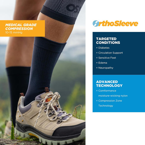 WC4 OrthoSleeve Diabetic & Neuropathy Compression Socks, Non-Binding for Men & Women, Improve Circulation & Edema
