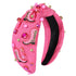 Hot Pink Knotted Headband, Western Cowgirl Accessories for Women, Beaded Cowboy Boot Embellished Headband