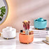 DASITON Large Capacity Makeup Brush Holder, 360 Rotating Organizer, 5 Slot Cup for Vanity Decor and Bathroom