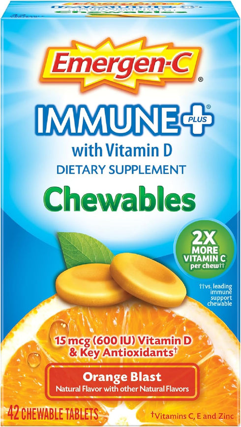 Emergen-C Immune+ Chewables 1000mg Vitamin C with Vitamin D Tablet, Immune Support