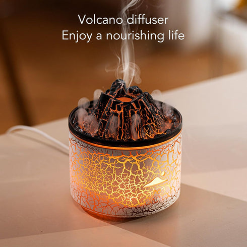 Segrehy 5V 180ml Volcano Diffuser Essential Oil Humidifier Relaxing Auto Shutoff Warm Atmosphere Flame Mist